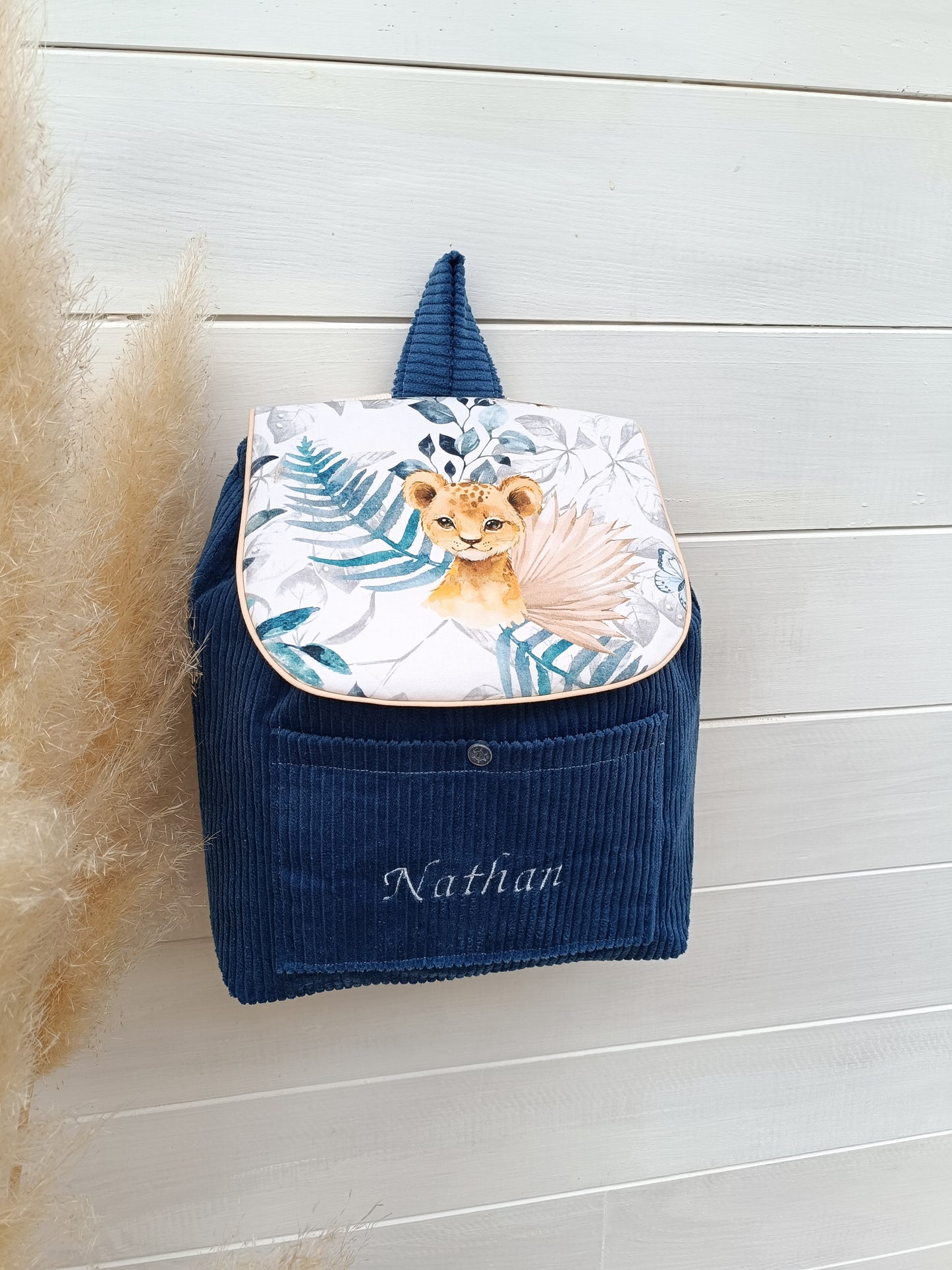 Sac velours baby safari bleu