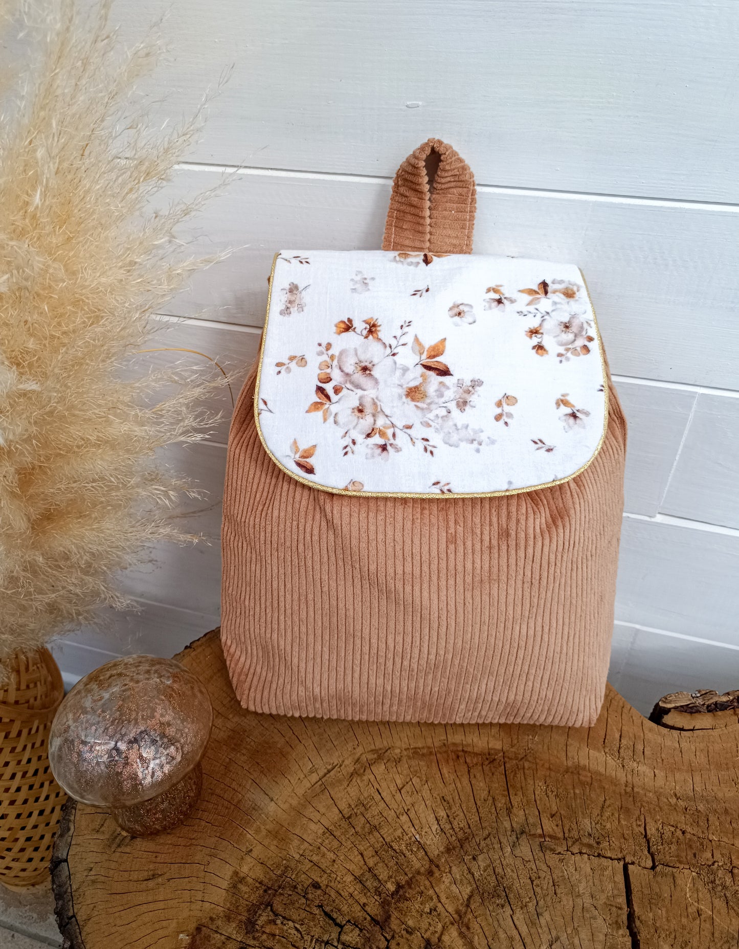 sac velours bouquet d'automne