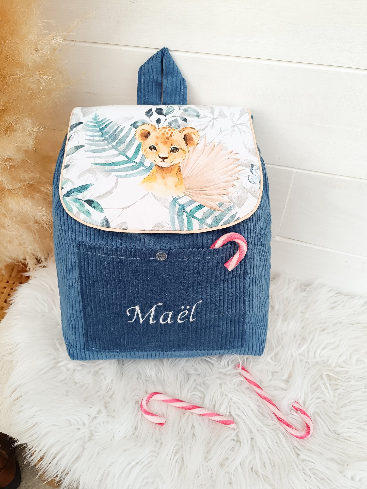Sac velours baby safari bleu