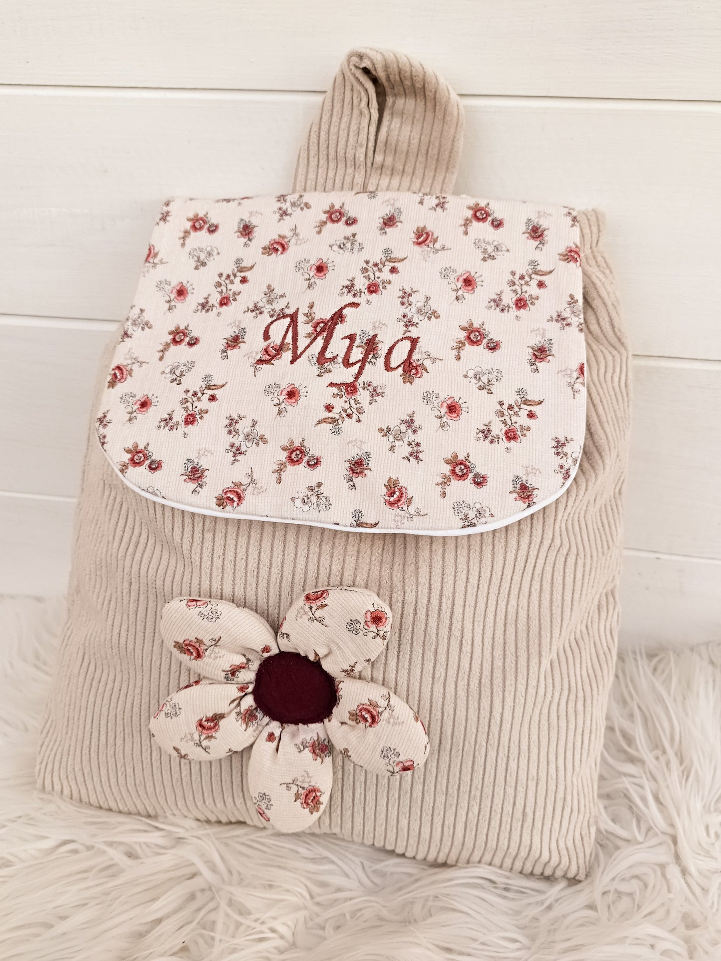 Sac velours pâquerette vintage