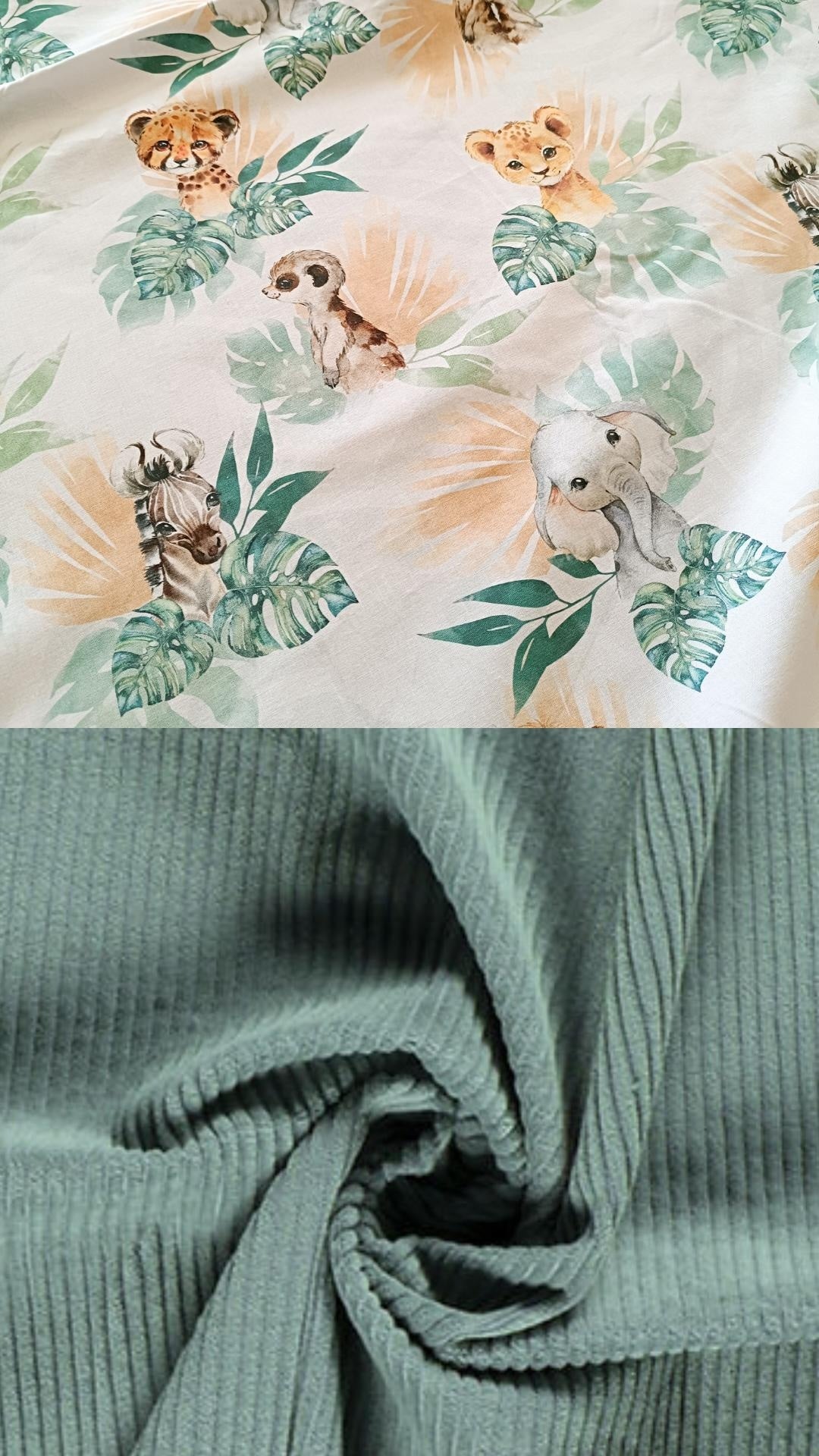 Sac velours baby safari eucalyptus