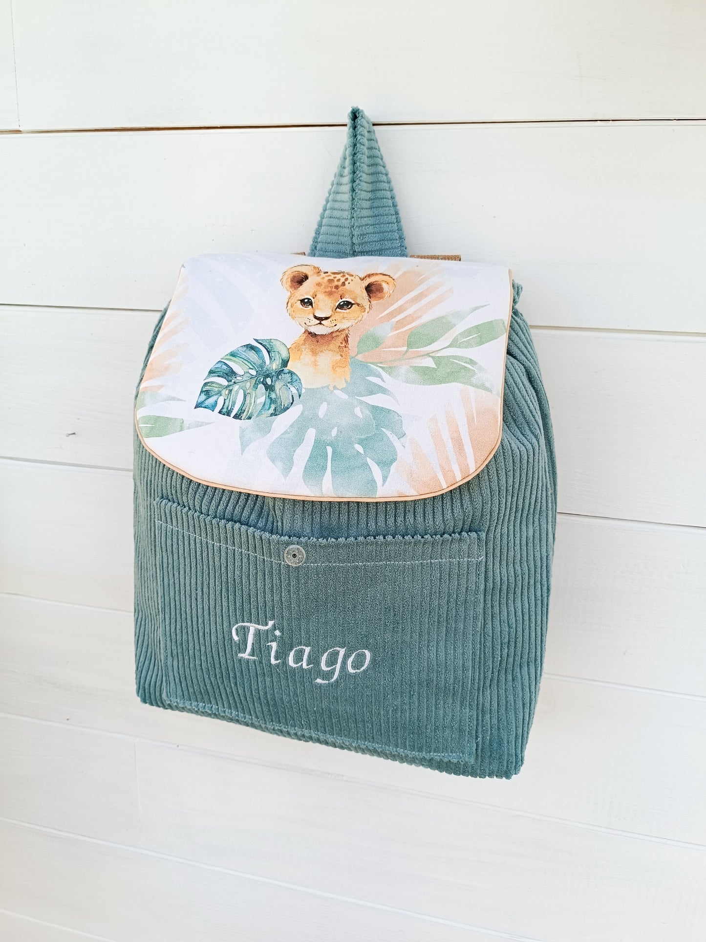 Sac velours baby safari eucalyptus
