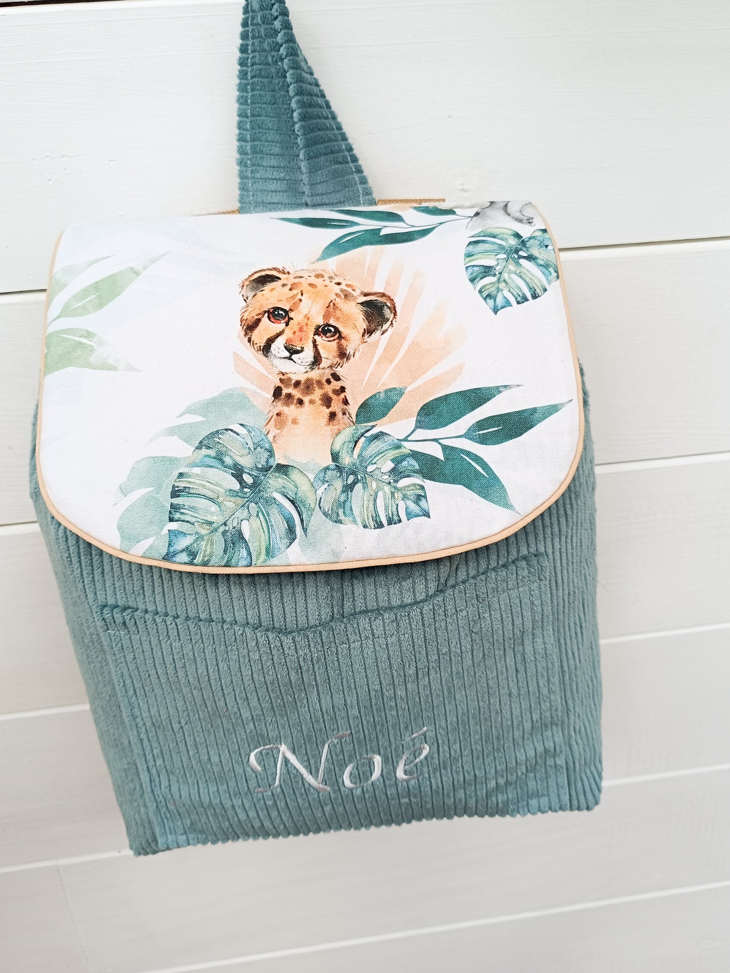 Sac velours baby safari eucalyptus