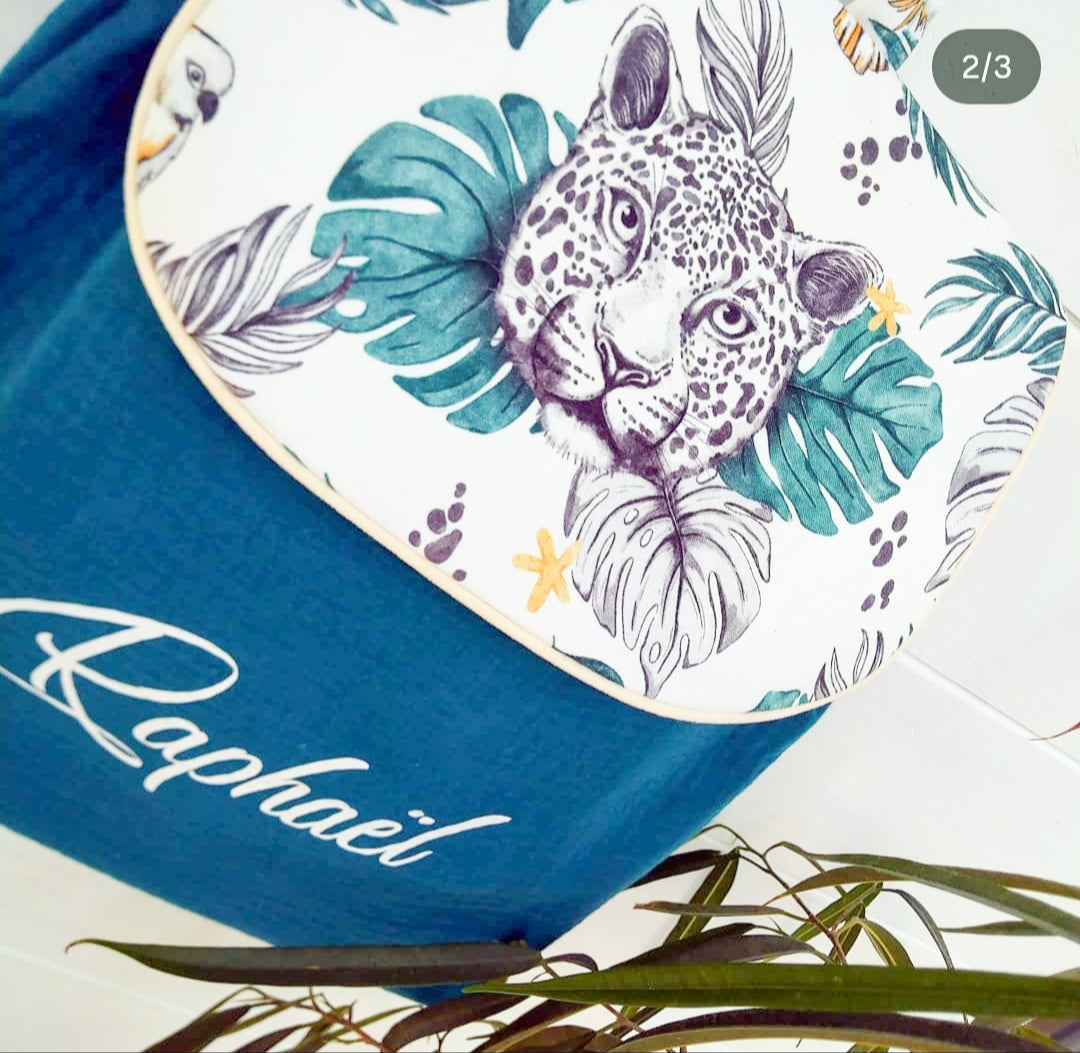 Sac bleu canard léopard