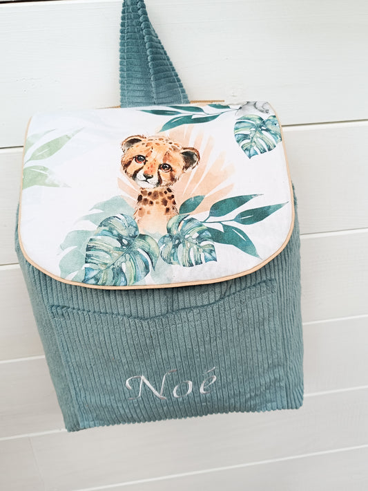 Sac  velours  baby safari eucalyptus