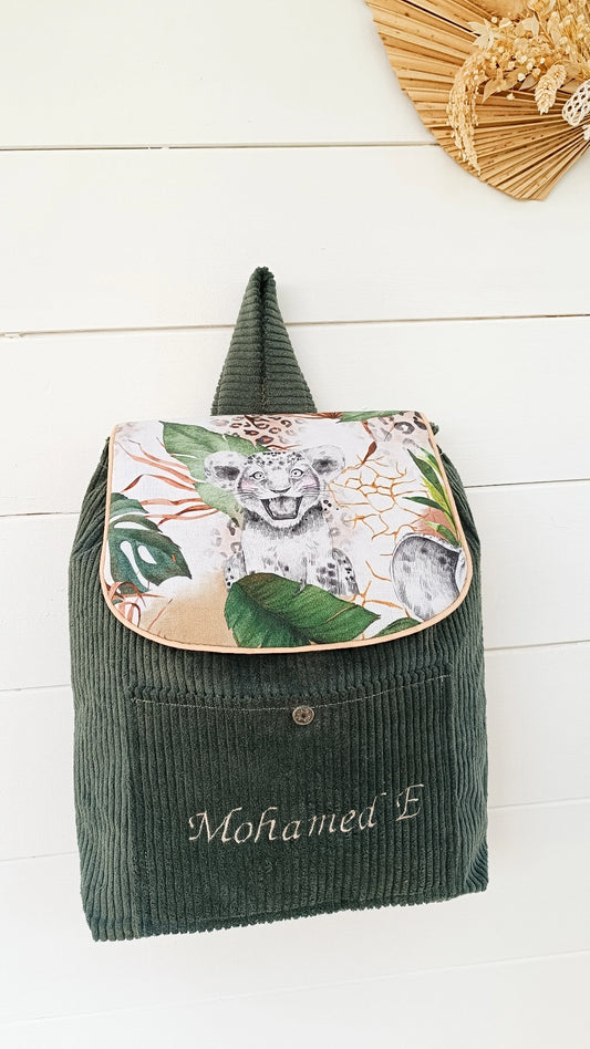 Sac  velours  safari vert,  camel ou grège