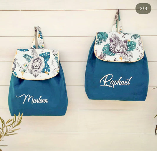 Sac bleu canard léopard